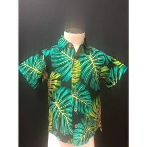 NEW CORADORABLES boys monstera fluorescent short sleeve "kalani" aloha shirt in